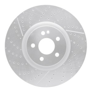 Mercedes-Benz GLA45 AMG Brake Rotor (1) - Front - R1 Concepts - Drilled & Slotted - Silver - `14-`19